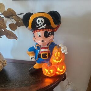 Vintage 1996 Trendmasters Disney Pirate Mickey Mouse Lighted Jack-O-Lanterns
